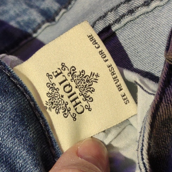 ChiQle Denim Architect Women’s Distressed patch Jeans, sz 11 juniors - Picture 8 of 9